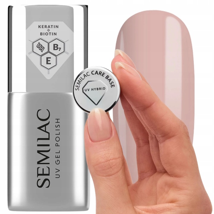 Semilac Care Base regenerierende Hybrid-Nagelbasis mit Keratin für Aufbau, Schutz und natürlichen Maniküre-Effekt