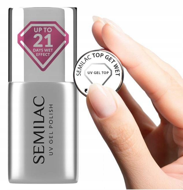 Semilac Top Get Wet transparenter Hybrid-Topcoat mit intensivem Wet-Look-Glanz