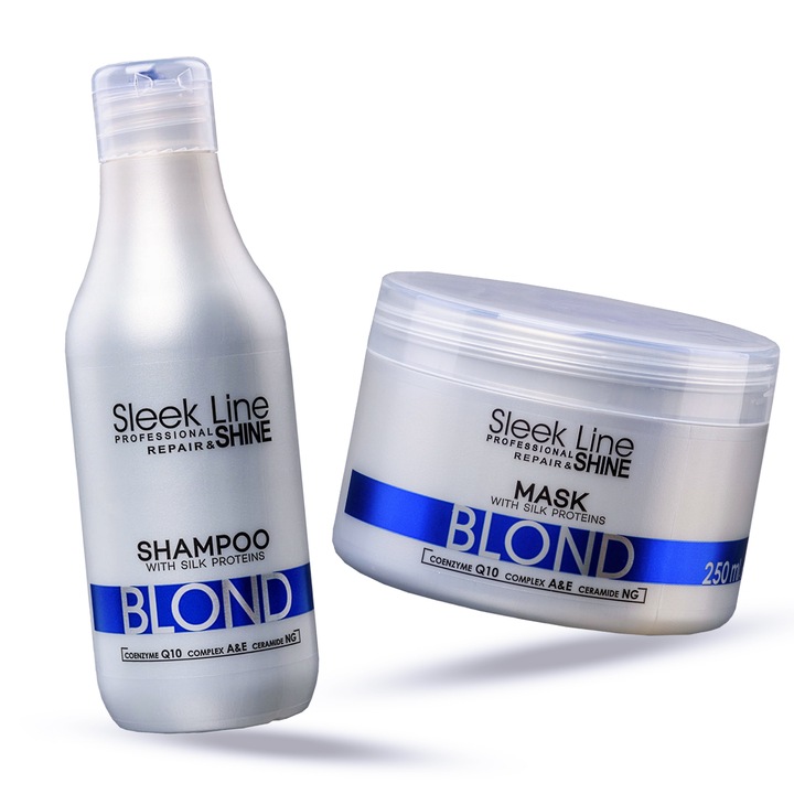 Stapiz Sleek Line Blond Shampoo und Haarmaske Set mit Seidenproteinen für blondes Haar