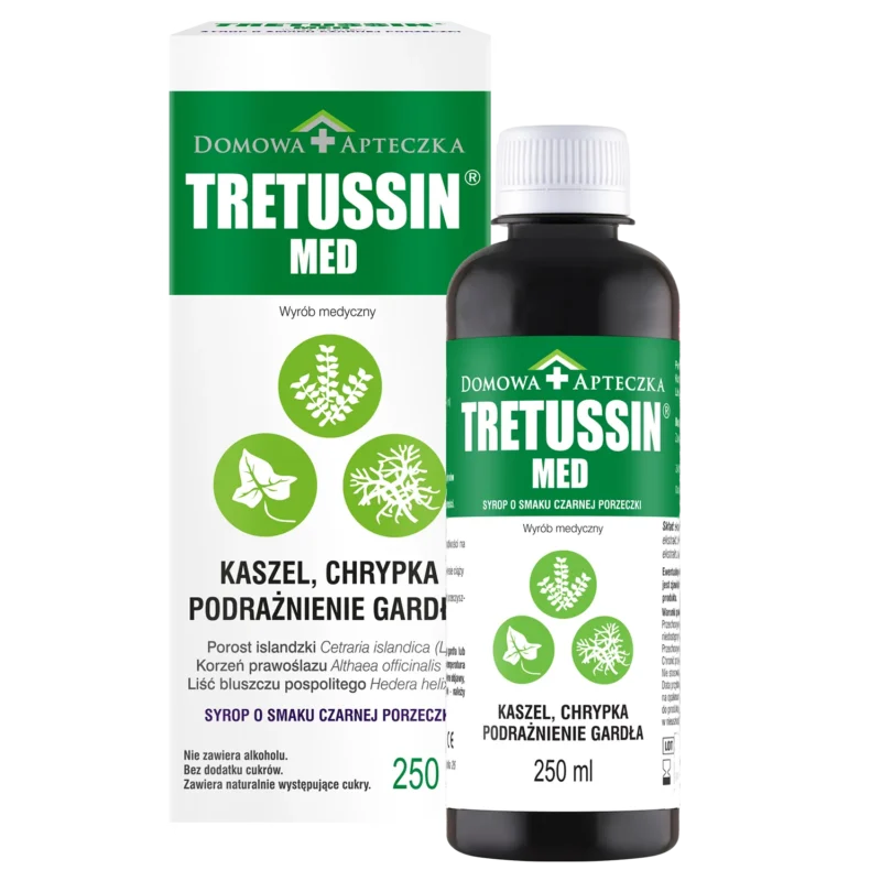 Tretussin Med Hustensirup 250 ml mit Schwarzer Johannisbeere – pflanzlicher Sirup bei Husten und Halsreizungen