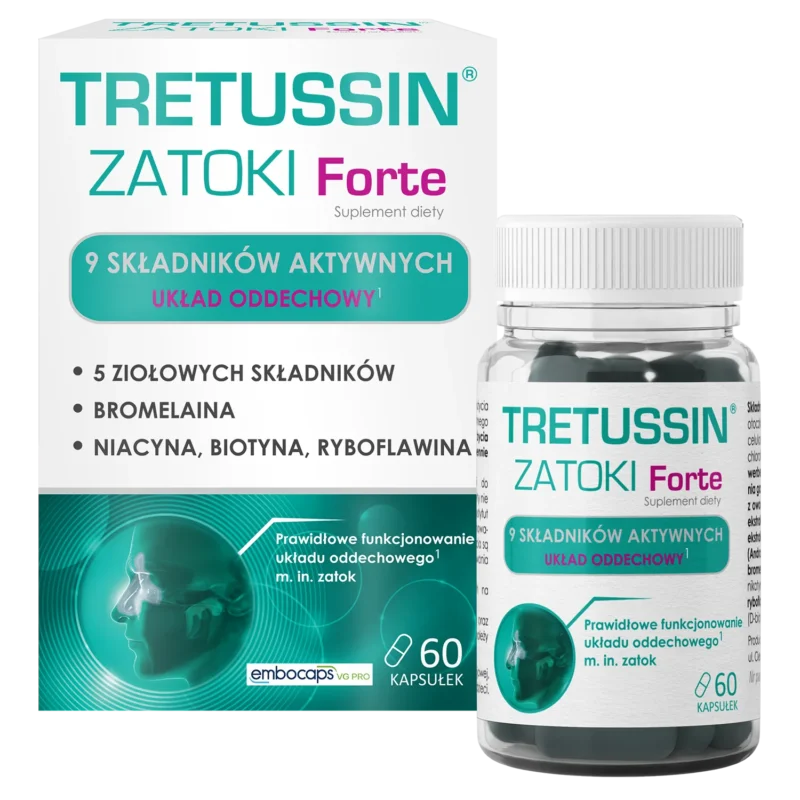 Tretussin Zatoki Forte 60 Kapseln zur Unterstützung von Nebenhöhlen und Atemwegen