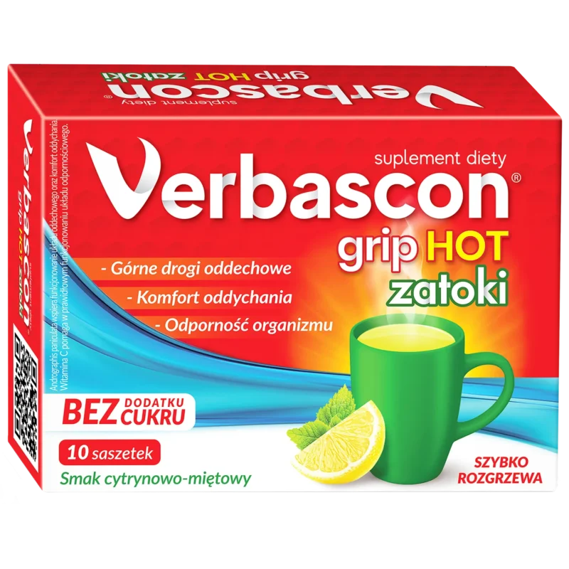 Verbascon Grip Hot Nebenhöhlen 10 Beutel Pulver mit Vitamin C und Zink