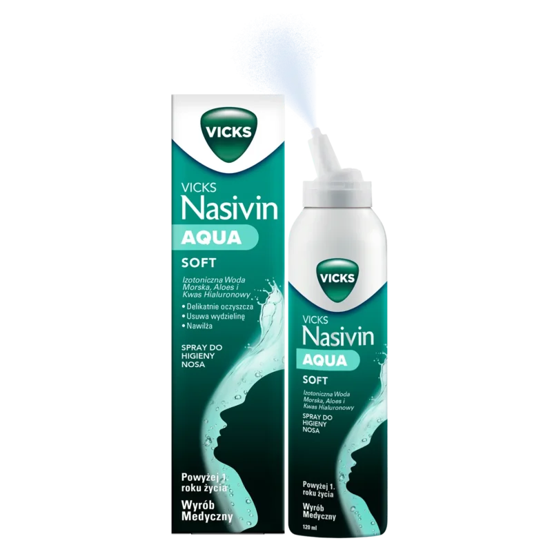 Vicks Nasivin Aqua Soft Meerwassernasenspray 120 ml zur täglichen Nasenpflege und Befeuchtung