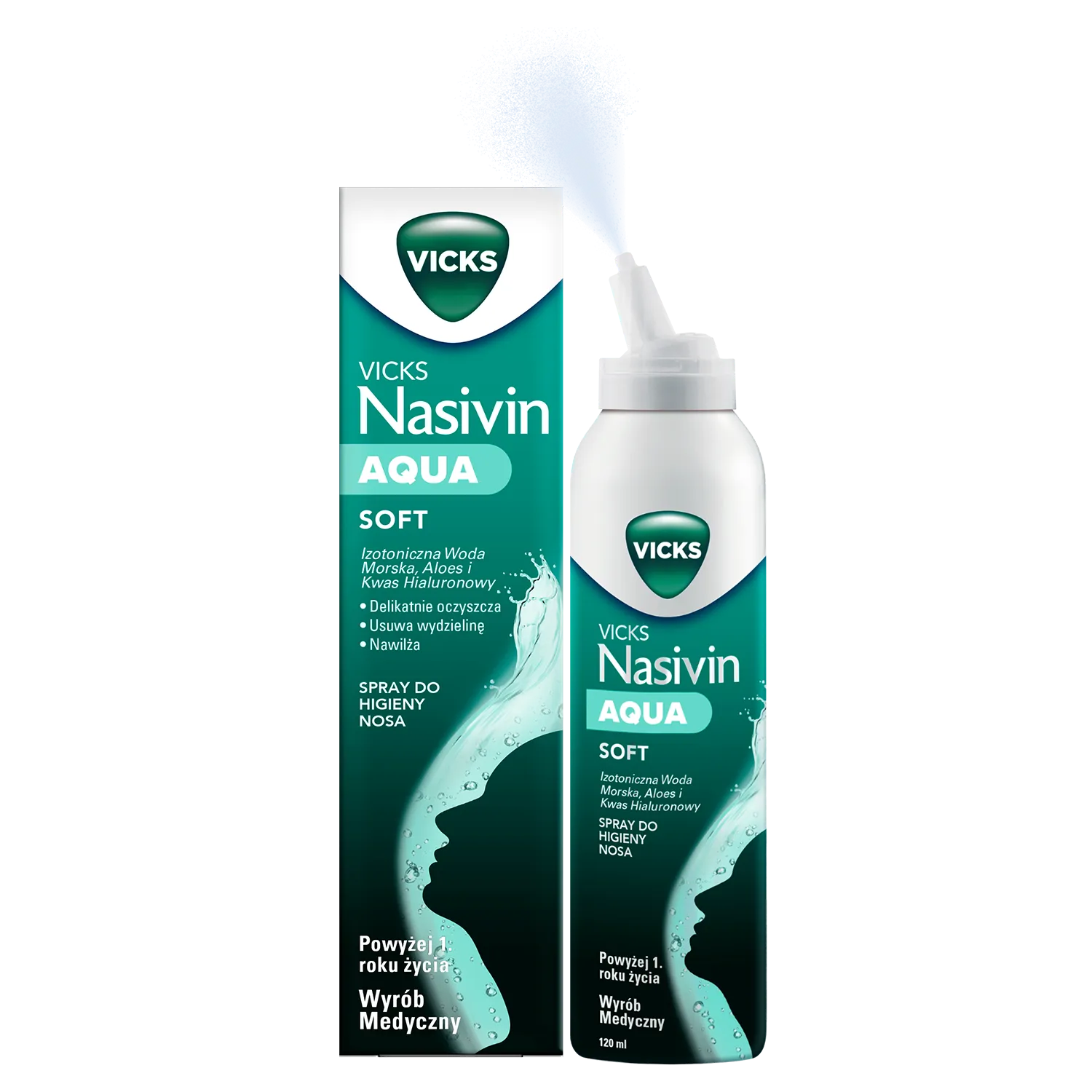 Vicks Nasivin Aqua Soft Meerwassernasenspray 120 ml zur täglichen Nasenpflege und Befeuchtung