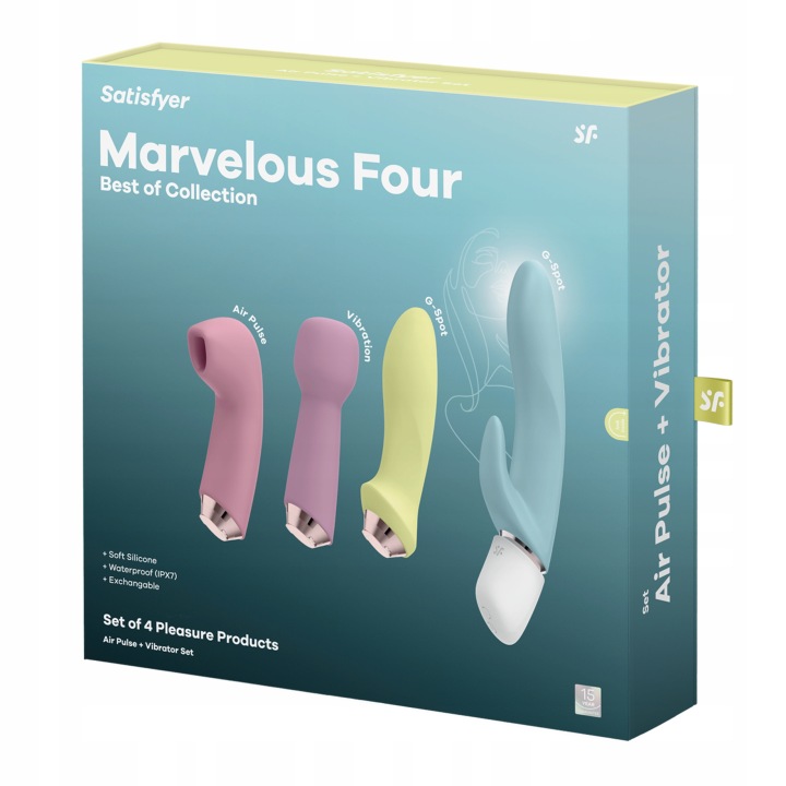 Satisfyer Marvelous Four 4in1 Vibrator Set mit wechselbaren Aufsätzen und Air Pulse Stimulator