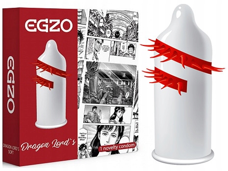 EGZO Cocky Friend Dragon Lord’s Kondom mit großen roten Stacheln
