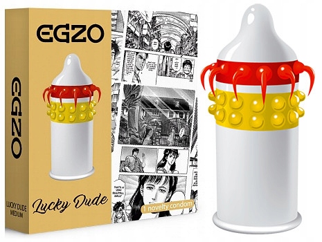 EGZO Lucky Dude Kondom mit großen Noppen und Stacheln – stimulierendes Latexkondom