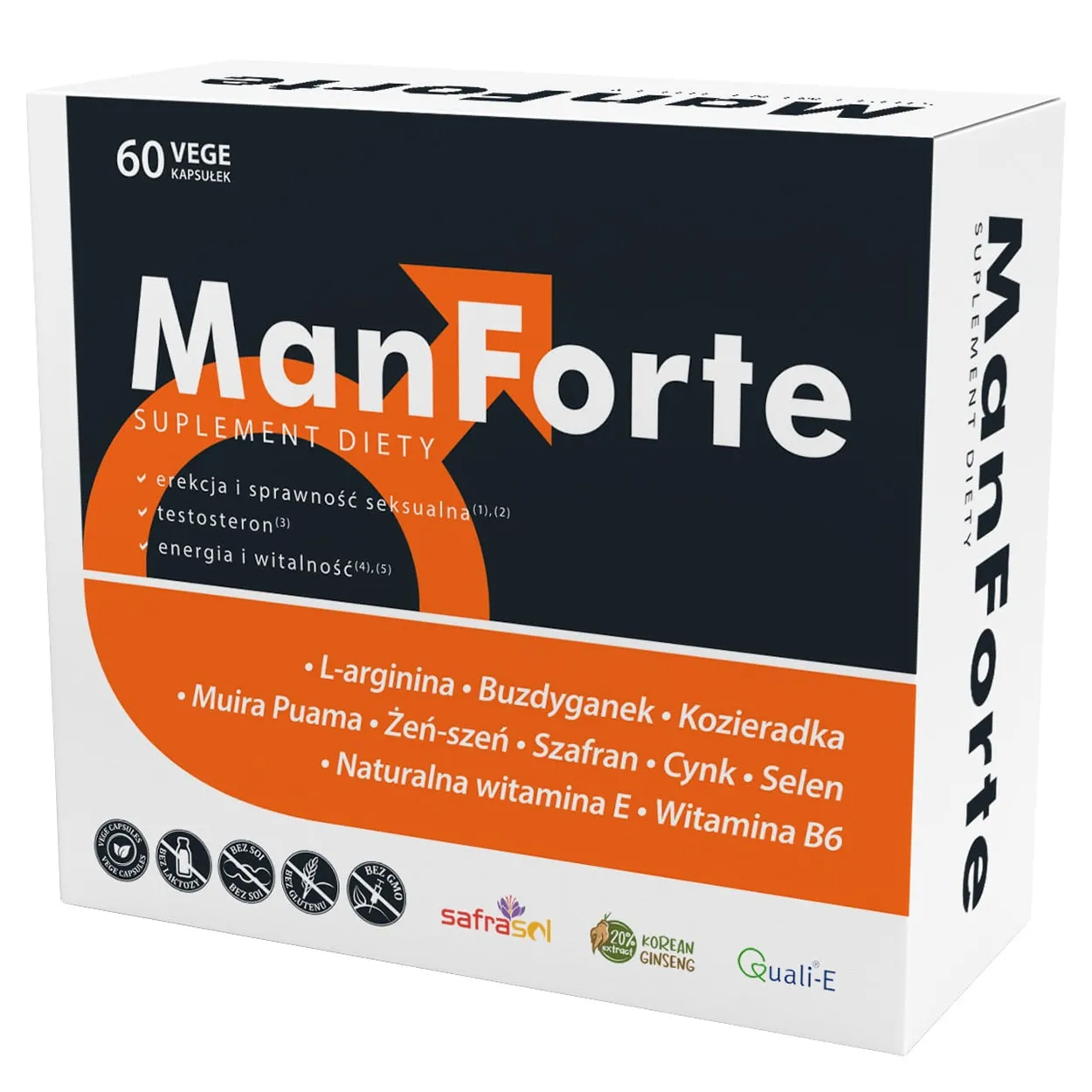Aliness ManForte vegane Kapseln mit L-Arginin, Tribulus und Ginseng für Libido und Vitalität bei Männern