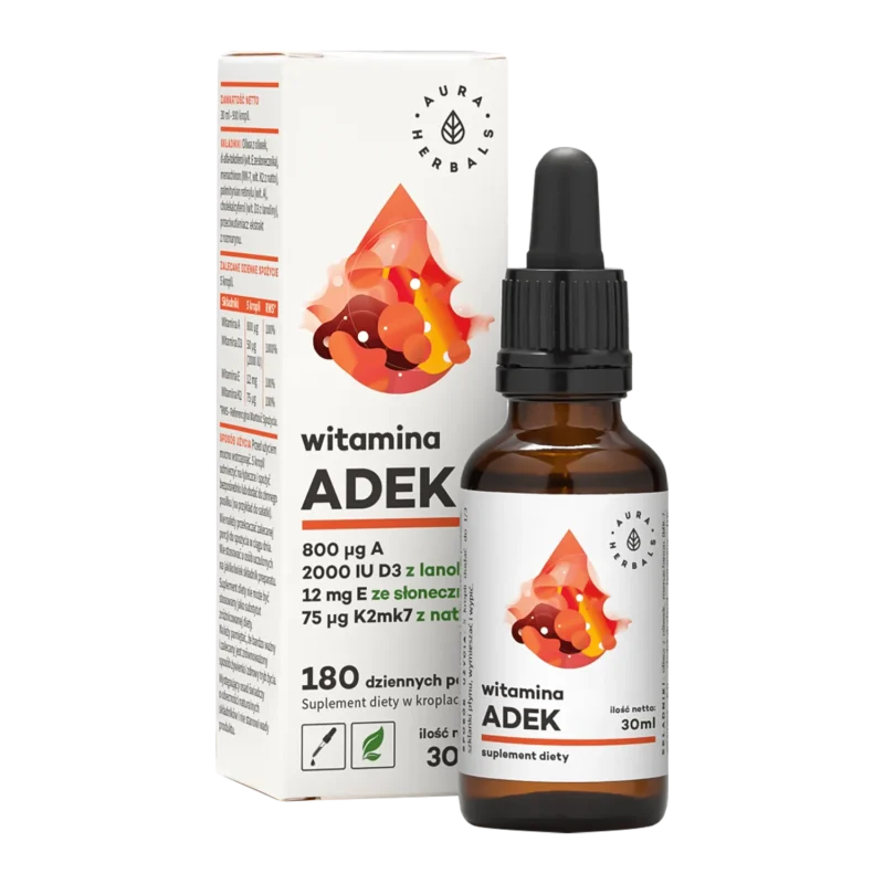 Aura Herbals Vitamin ADEK Tropfen 30 ml mit Vitamin A D3 E K2 Nahrungsergänzung