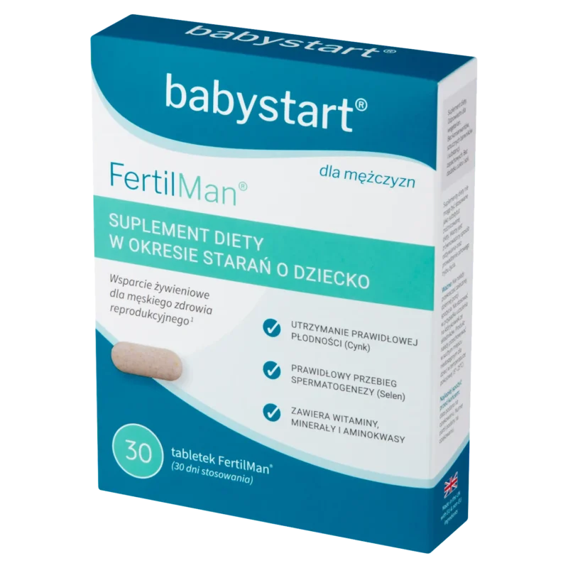 Babystart FertilMan Nahrungsergänzung für Männer mit Kinderwunsch – 30 Tabletten mit Zink, Selen, Q10 und Aminosäuren