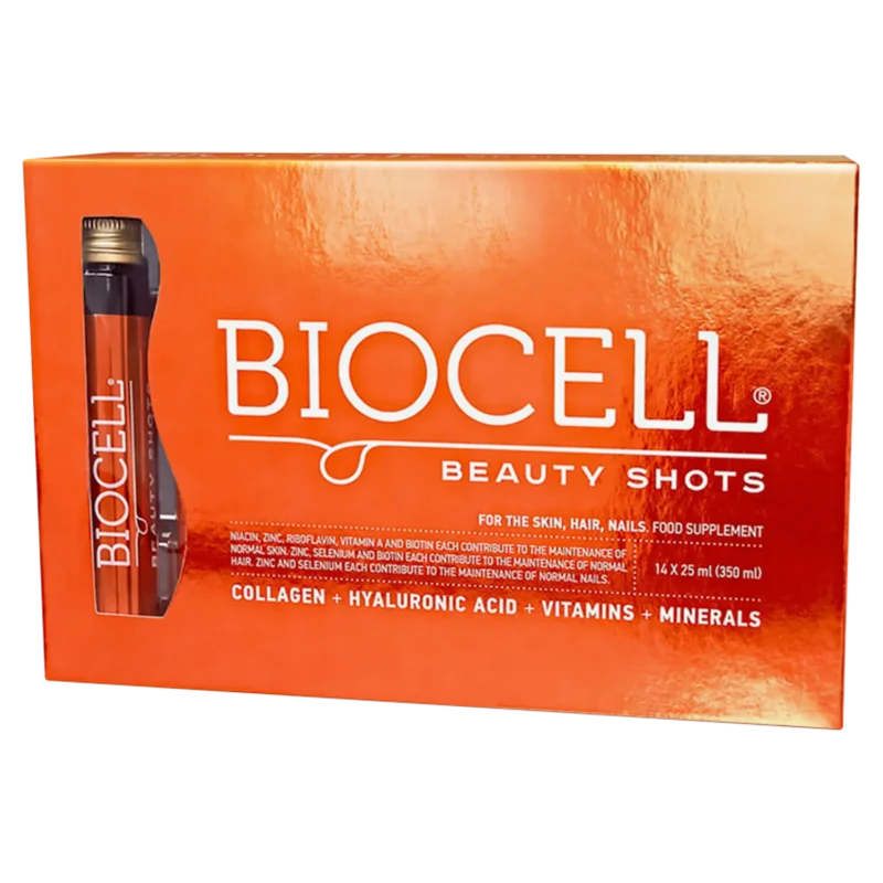 Biocell Beauty Shots Kollagen Trinkampullen 25 ml 14 Stück mit Hyaluronsäure und Vitaminen