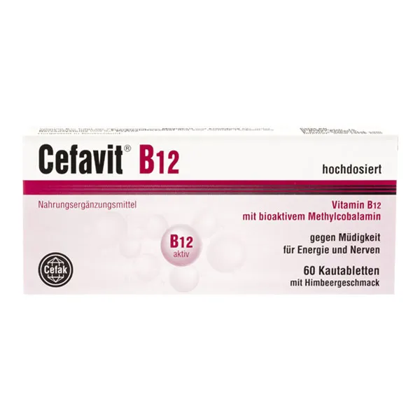 Cefavit B12 60 Kautabletten Vitamin B12 hochdosiert Himbeergeschmack