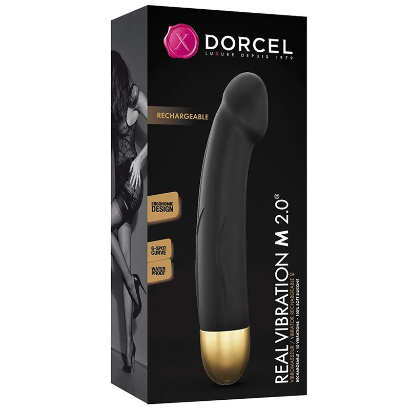 Dorcel Real Vibration M 2.0 realistischer Silikon Vibrator in Schwarz Gold