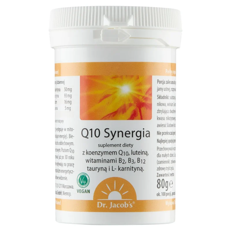 Dr. Jacob's Q10 Synergie Pulver 80 g – Coenzym Q10 mit Taurin, L-Carnitin und B-Vitaminen