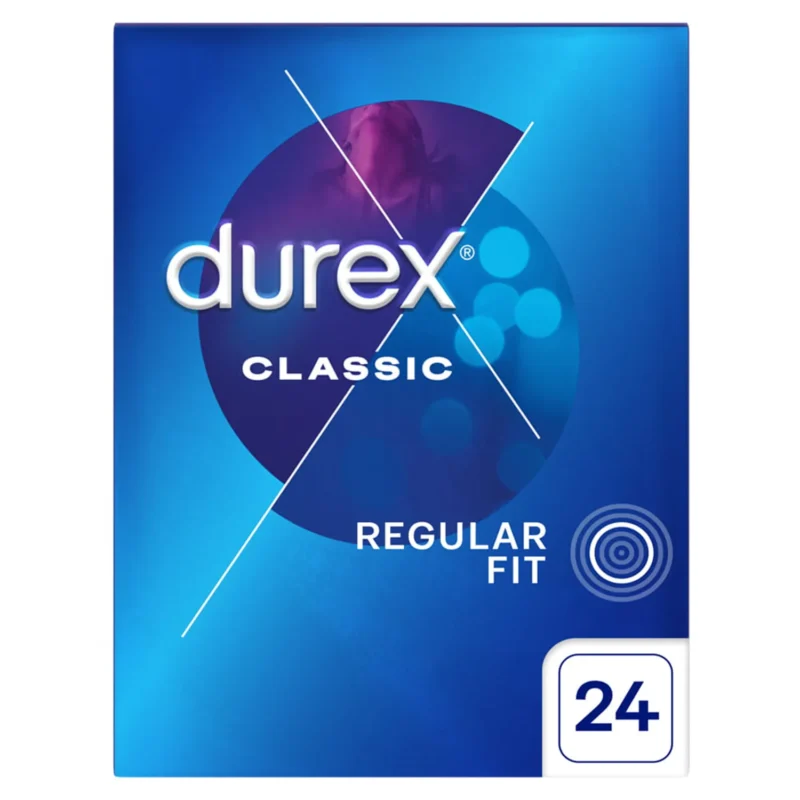 Durex Classic Kondome 24 Stück mit extra Gleitmittel Standardgröße 56 mm