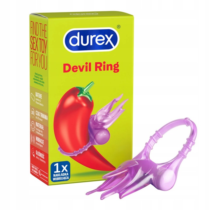 Durex Little Devil Vibrationsring mit Noppen für intensive Stimulation beim Liebesspiel