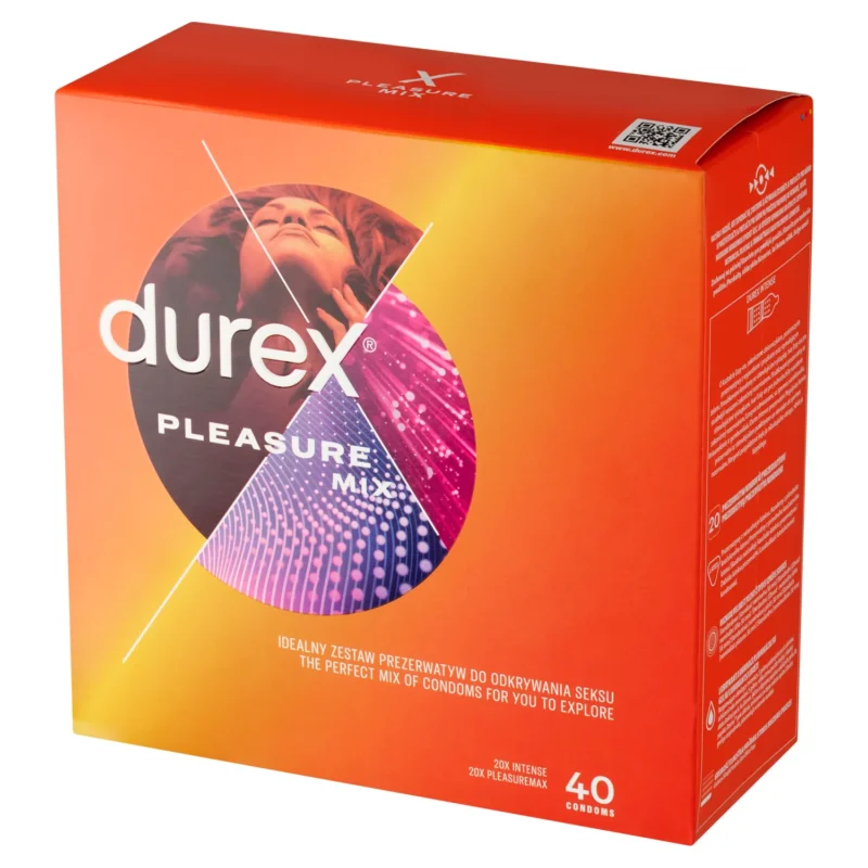 Durex Pleasure Kondom Set 40 Stück mit Rippen, Noppen und Stimulationsgel