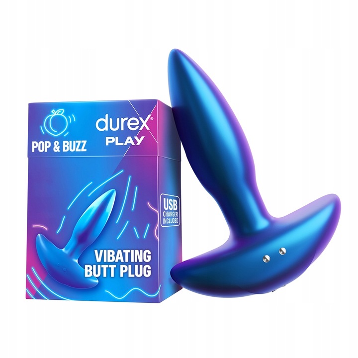 Durex Pop & Buzz vibrierender Analplug aus Silikon mit 7 Vibrationsmodi und wasserdichtem Design