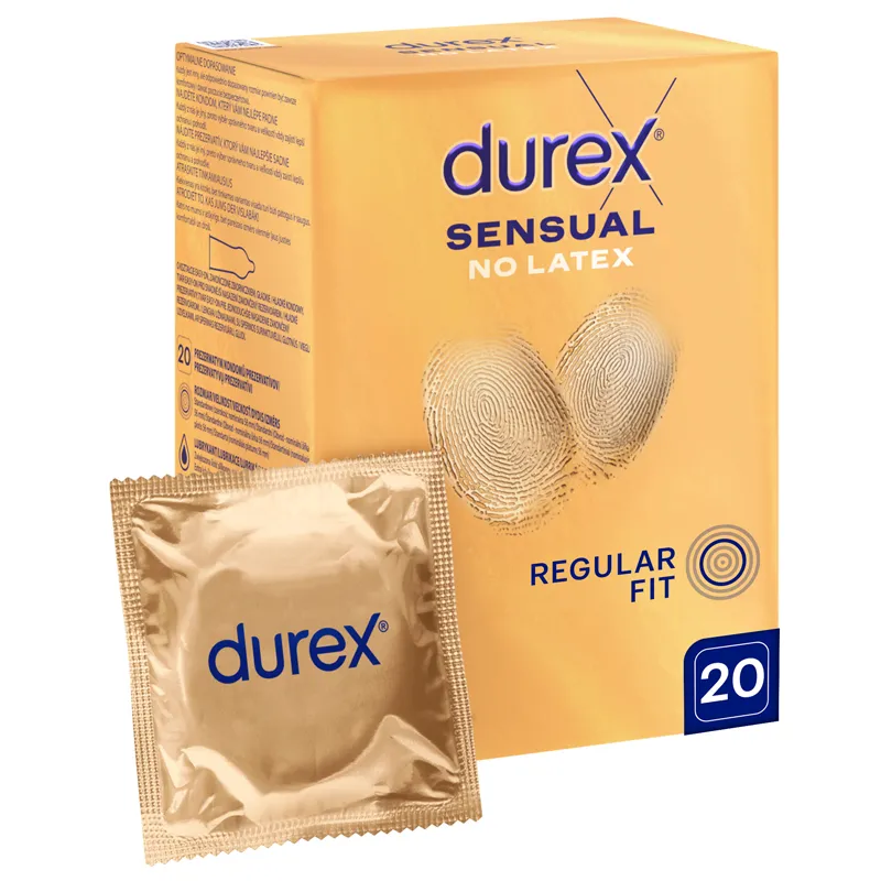 Durex Sensual No Latex Kondome 20 Stück – latexfreie, extra dünne Kondome aus Polyisopren