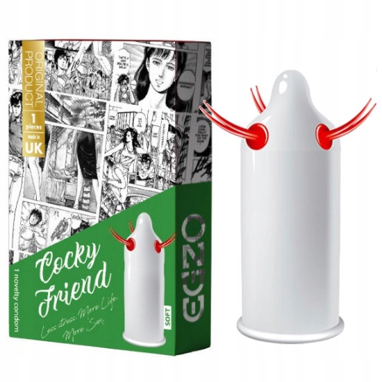 EGZO Cocky Friend Soft Kondom mit roten Stacheln und Noppen – stimulierendes Latexkondom