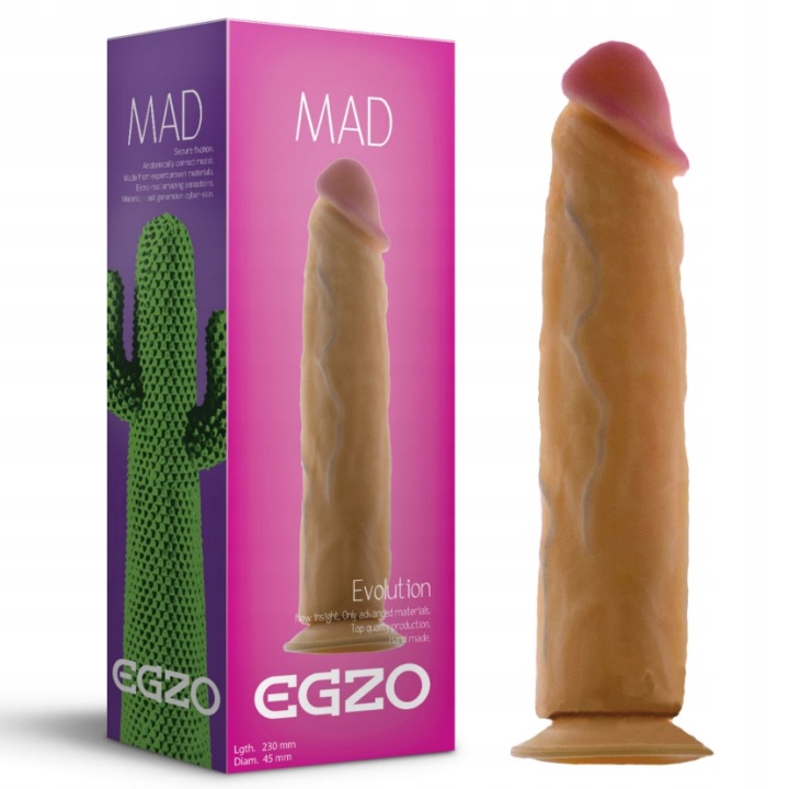 EGZO Mad Cactus realistisches Dildo mit Saugnapf aus Cyberskin 23 cm