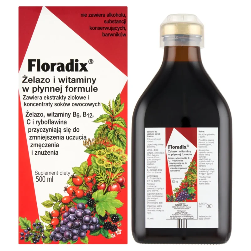 Floradix Eisen und Vitamine 500 ml – flüssiges Eisenpräparat mit Vitamin C und B-Vitaminen zur Unterstützung von Energie und Blutbildung