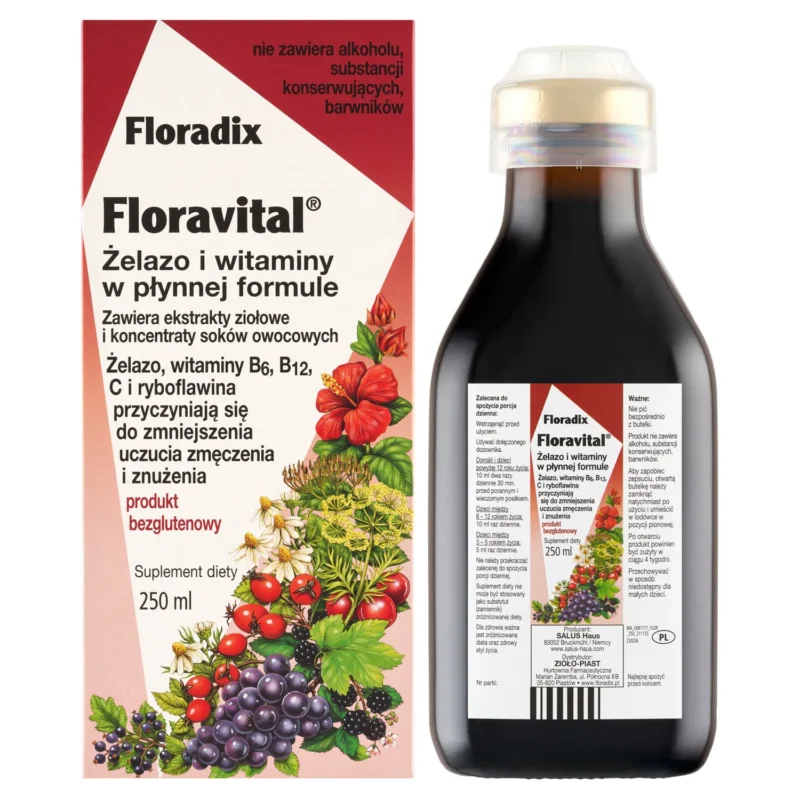 Floradix Floravital Eisen und Vitamine 250 ml flüssiges Eisenpräparat mit Vitamin C und B-Vitaminen