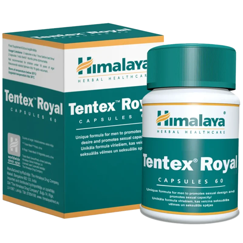 Himalaya Tentex Royal Potenzkapseln mit Tribulus terrestris und Safran – ayurvedische Nahrungsergänzung für Männer, 60 Kapseln