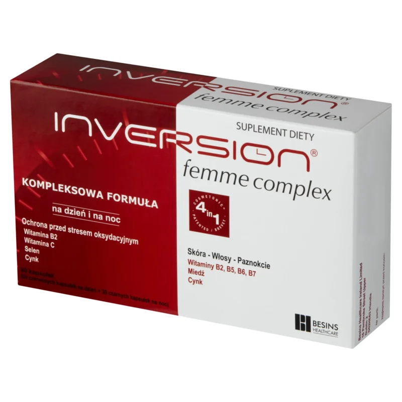 Inversion Femme Complex 90 Kapseln Nahrungsergänzung für Haare Haut und Nägel mit Vitaminen und Mineralstoffen