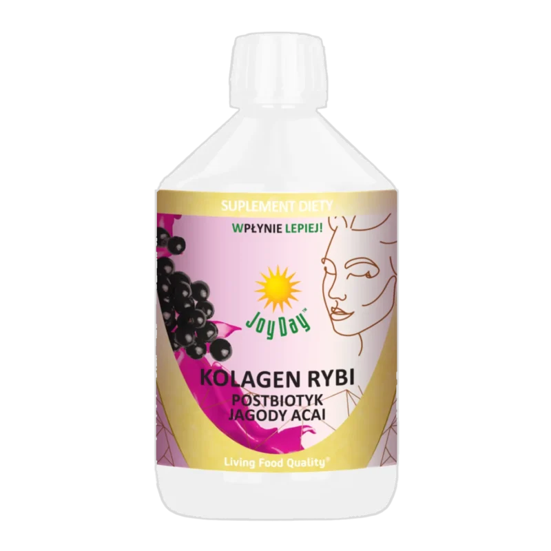 Joy Day Fischkollagen Postbiotikum Acai 500 ml Kollagen Drink mit Vitaminen und Q10