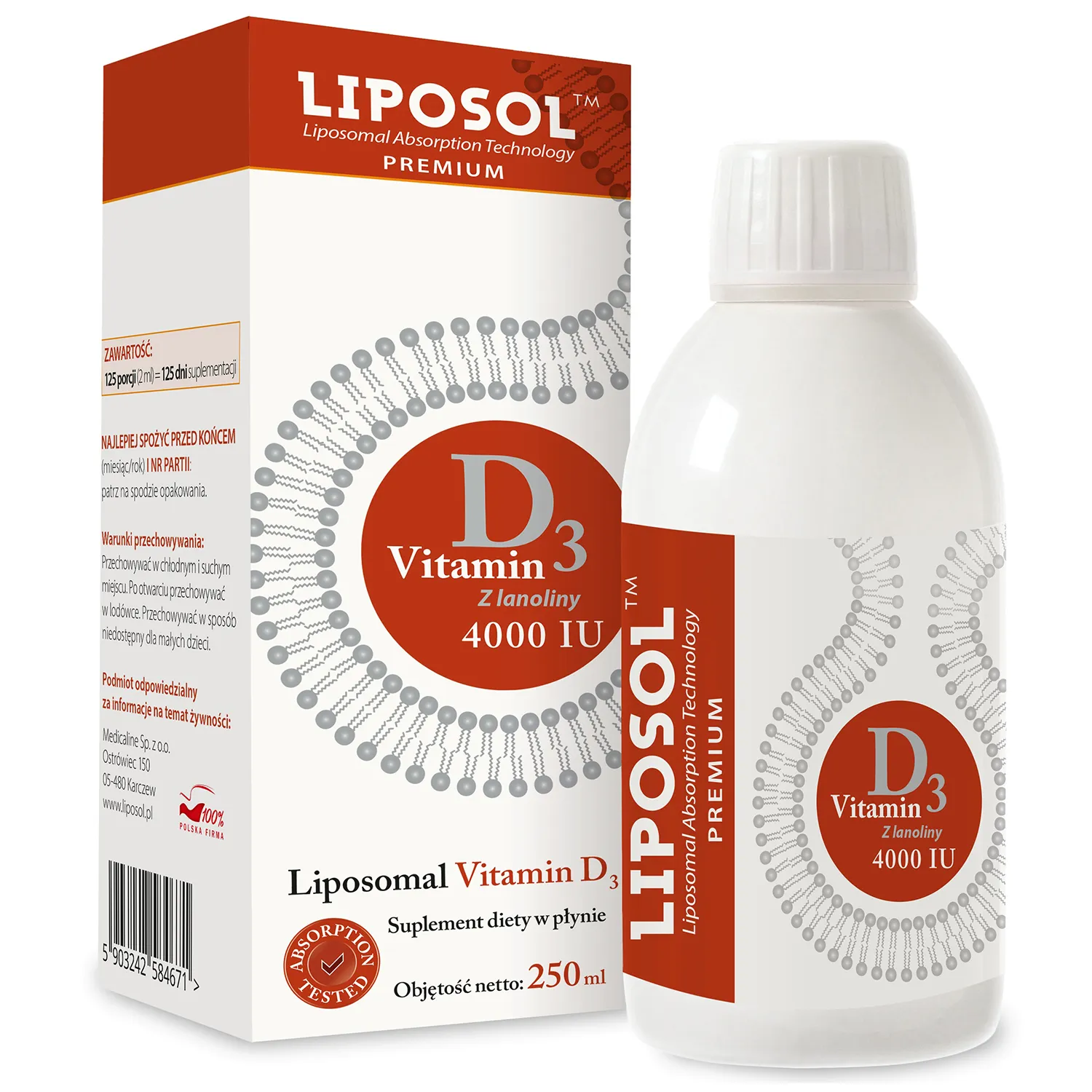 Liposomales Vitamin D3 flüssig 250 ml – hochdosiertes Vitamin D3 4000 IU zur Unterstützung von Immunsystem, Knochen und Muskeln