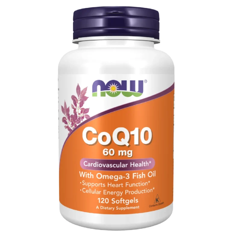 NOW Foods CoQ10 60 mg mit Omega-3 – Coenzym Q10 und Fischöl Kapseln 120 Stück