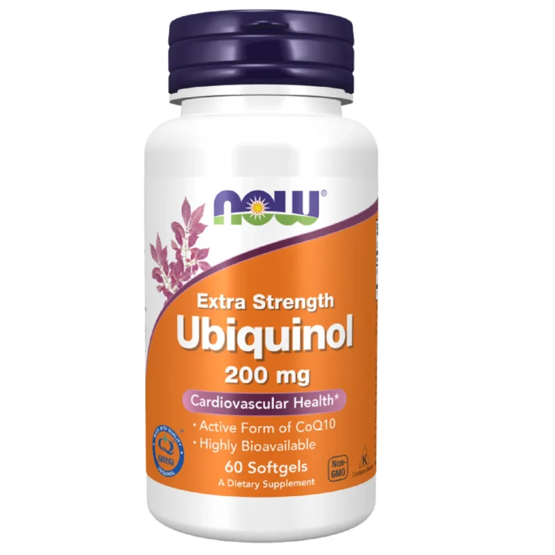 NOW Foods Ubiquinol 200 mg Coenzym Q10 60 Kapseln – hoch bioverfügbares Kaneka Ubiquinol™