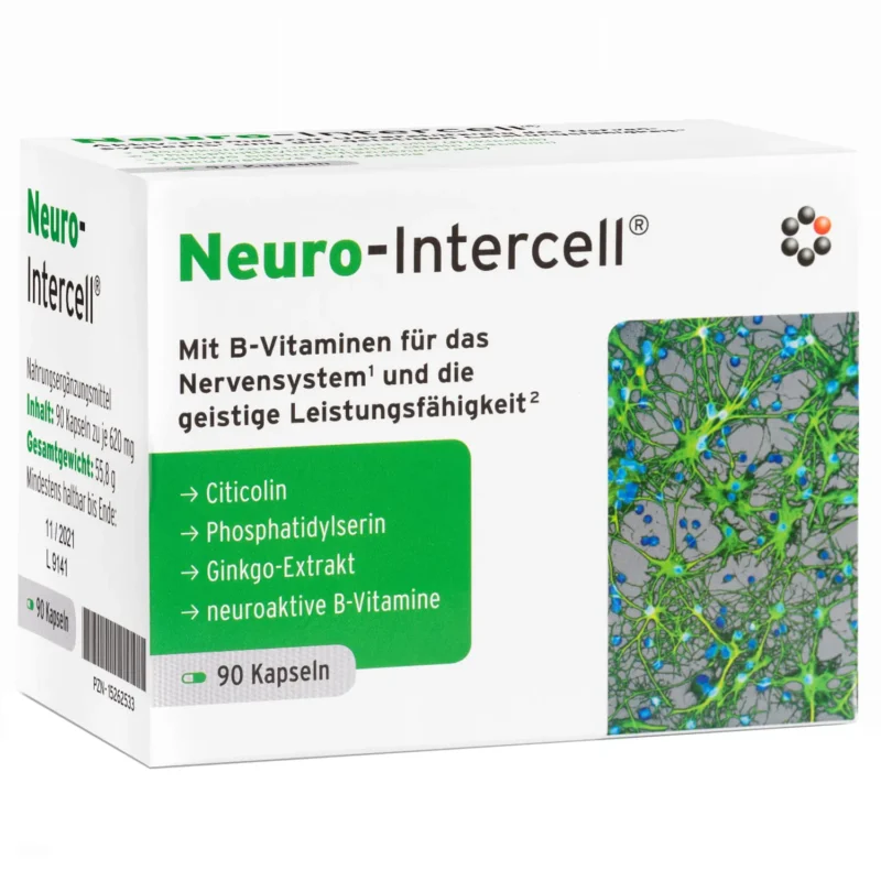 Neuro Intercell 90 Kapseln Nahrungsergänzung für Gehirn Konzentration und Gedächtnis