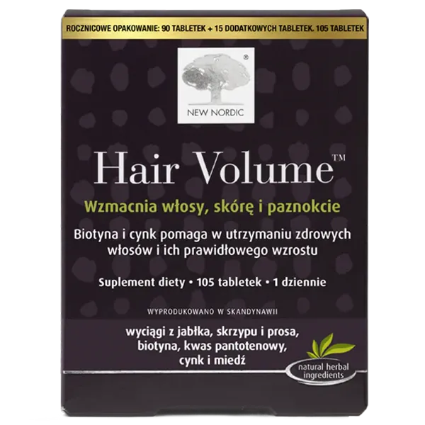 New Nordic Hair Volume 105 Tabletten Nahrungsergänzung für Haare mit Biotin Zink und Pflanzenextrakten