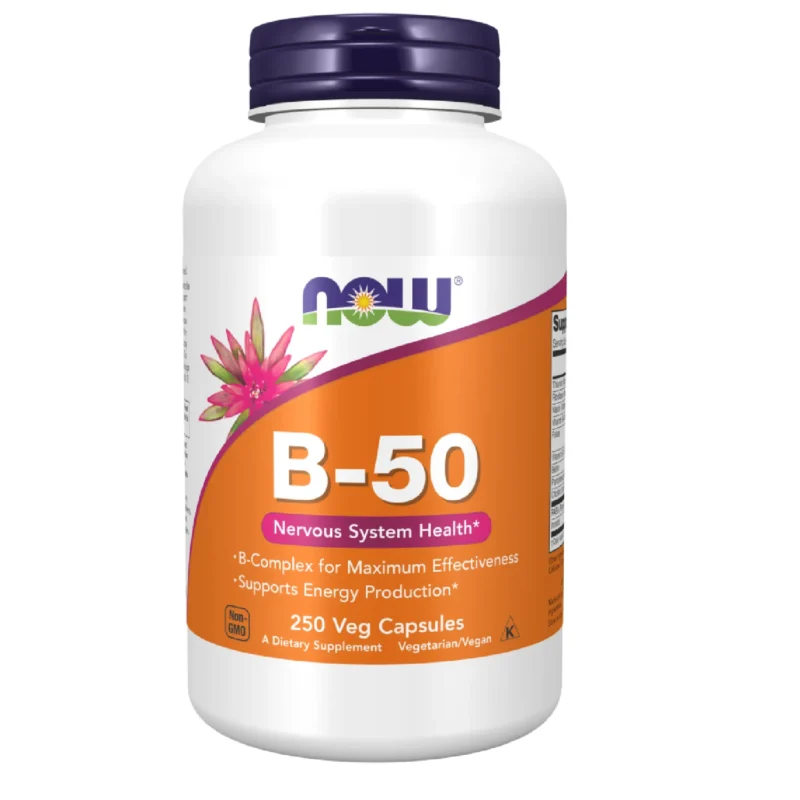 Now Foods B-50 Vitamin B-Komplex 250 Kapseln hochdosiert mit Cholin und Inositol