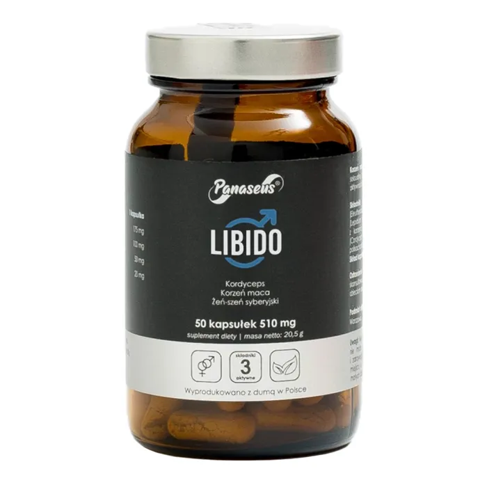 Panaseus Libido Mann Kapseln mit Maca, sibirischem Ginseng und Cordyceps – vegane Nahrungsergänzung für Männer, 50 Kapseln