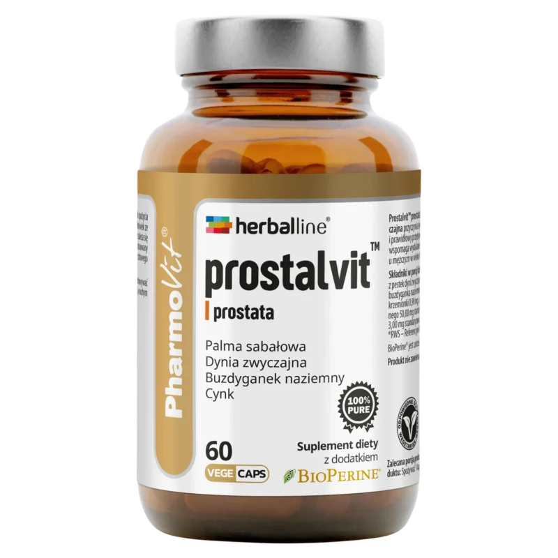 PharmoVit HerbalLine Prostalvit Prostata 60 pflanzliche Kapseln mit Sägepalme, Kürbiskern und Zink zur Unterstützung der Prostata