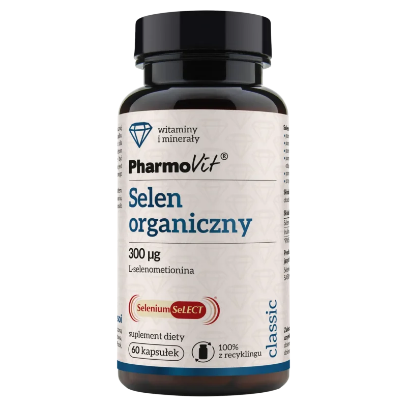 PharmoVit Organisches Selen 300 µg – Nahrungsergänzung mit L-Selenomethionin, 60 Kapseln für Immunsystem, Haare und Nägel