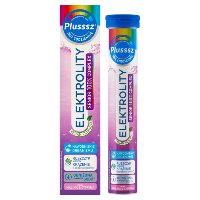 Plusssz Elektrolyte Senior 100% Complex Himbeer-Zitrone 24 Brausetabletten – Elektrolytgetränk für Senioren