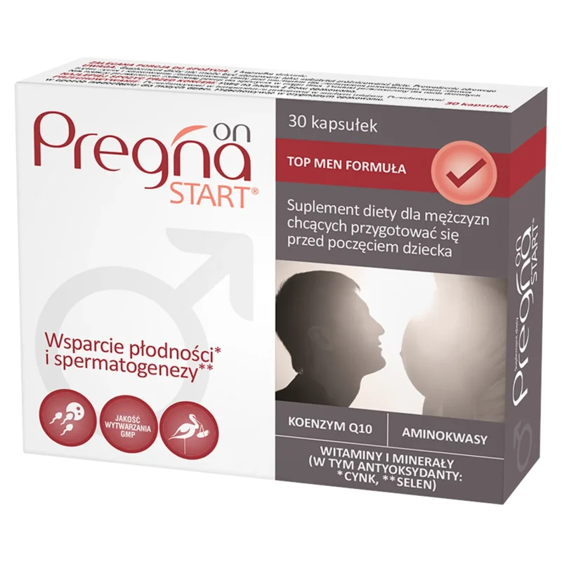 Pregna Start On Nahrungsergänzung für Männer mit Kinderwunsch – Kapseln mit Zink, Selen, Q10 und Vitaminen