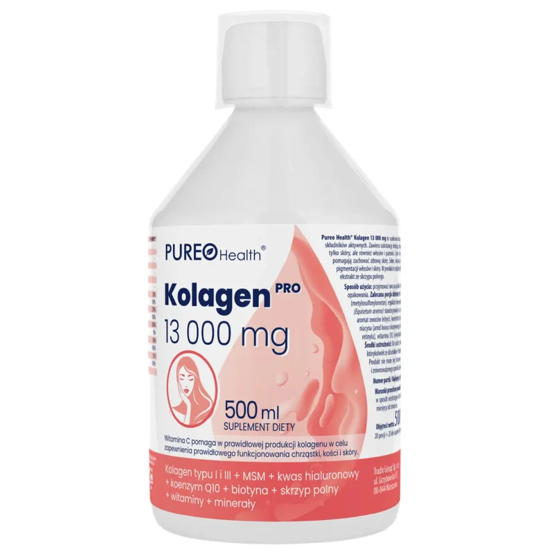 Pureo Health Kollagen Pro 13000 mg 500 ml flüssiges Kollagen mit Hyaluronsäure Vitaminen