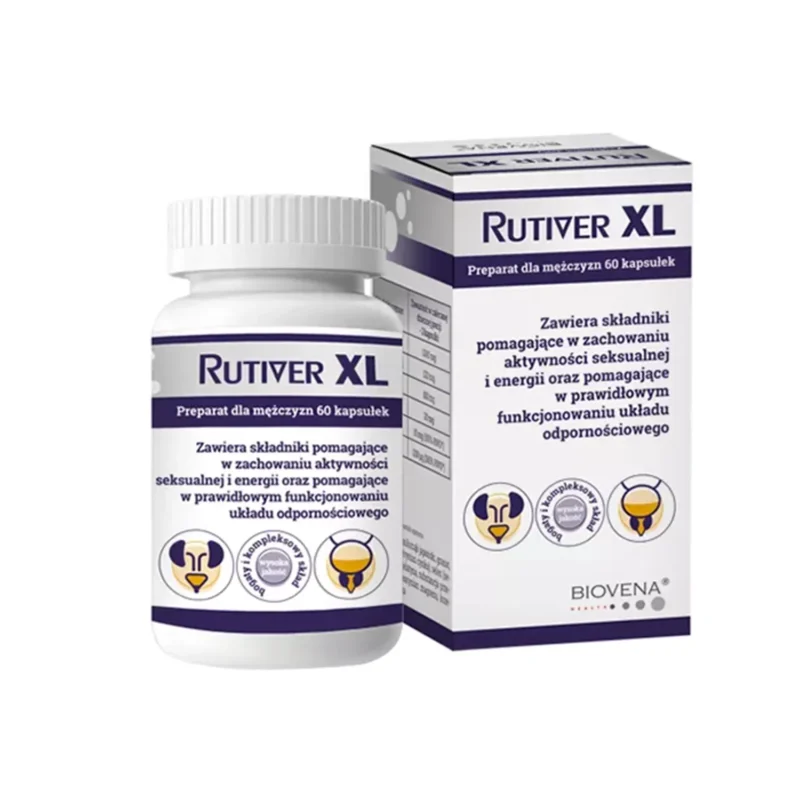 Rutiver XL Kapseln mit Maca, Ginkgo biloba, Granatapfel, Zink und Selen – Nahrungsergänzung für Männer, 60 Kapseln