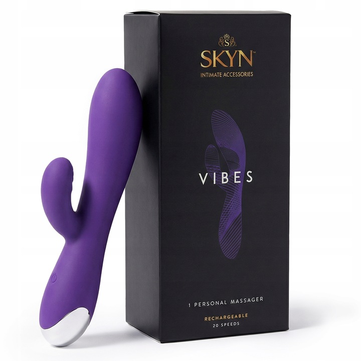 SKYN Vibes Dual Vibrator aus weichem Silikon mit gebogener Form für gleichzeitige klitorale und vaginale Stimulation