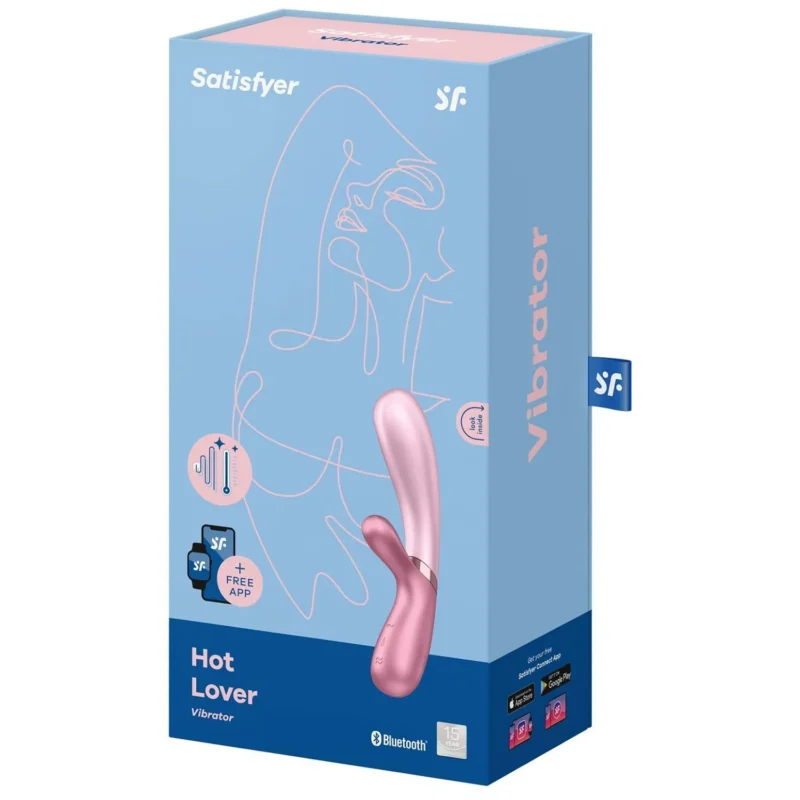 Satisfyer Hot Lover beheizbarer Rabbit Vibrator rosa mit App Steuerung für G Punkt und Klitoris Stimulation