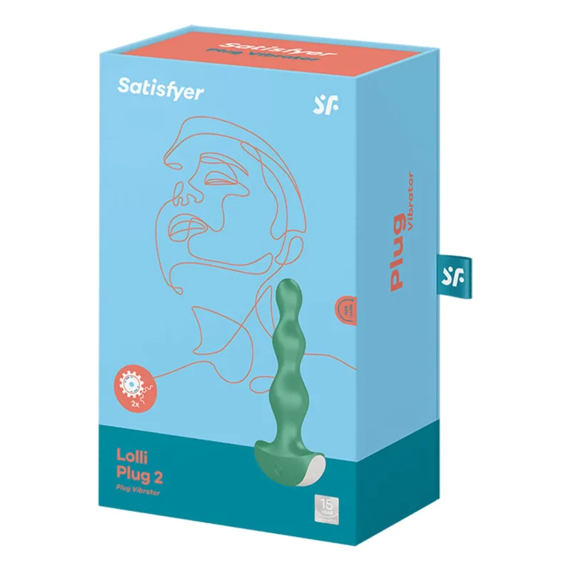Satisfyer Lolli Plug 2 vibrierender Analplug aus Silikon grün mit drei Kugeln und breiter Basis