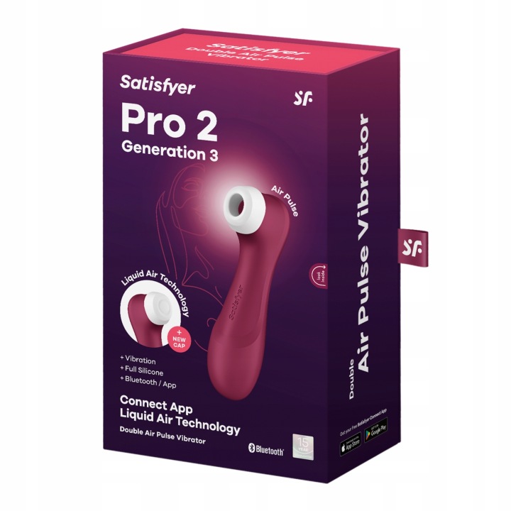 Satisfyer PRO 2 Generation 3 Klitorisstimulator in Wine Red mit Air Pulse Technologie und Silikonaufsatz
