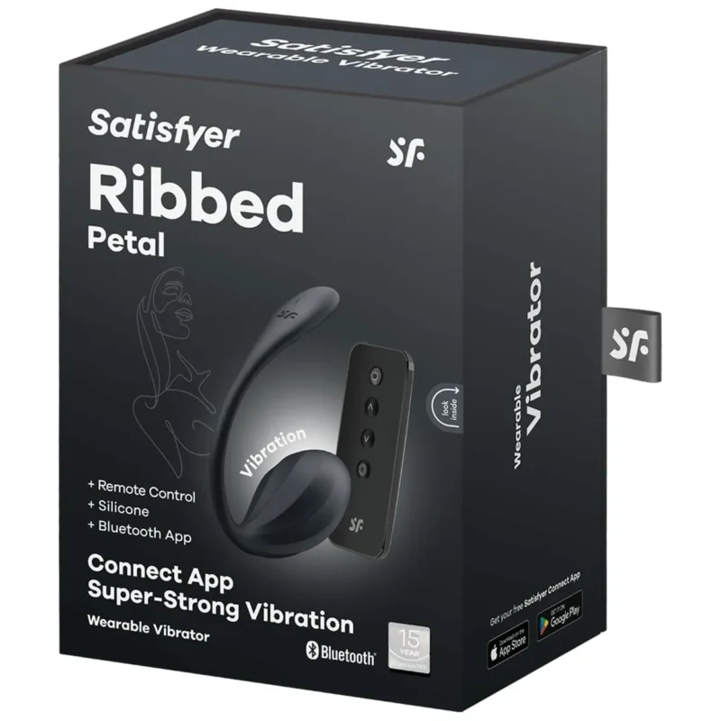 Satisfyer Ribbed Petal vibrierendes Liebesei schwarz mit gerippter Oberfläche und App Steuerung