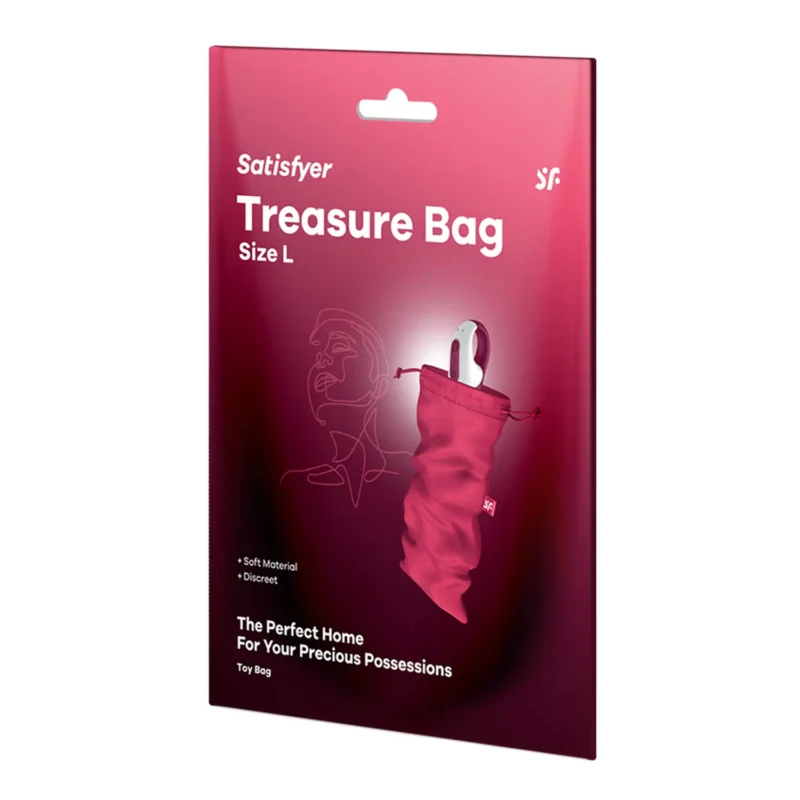 Satisfyer Treasure Bag L pink – diskrete Aufbewahrungstasche für Sexspielzeug aus Nylon mit Kordelzug