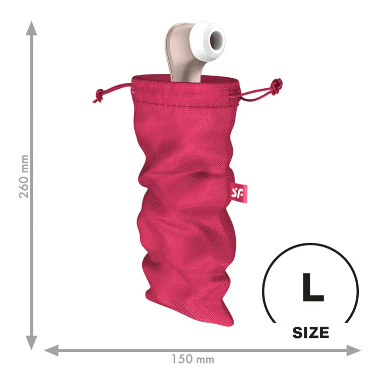 Satisfyer Treasure Bag Größe L in Pink – diskreter Beutel zur Aufbewahrung von Sexspielzeug mit Kordelzug